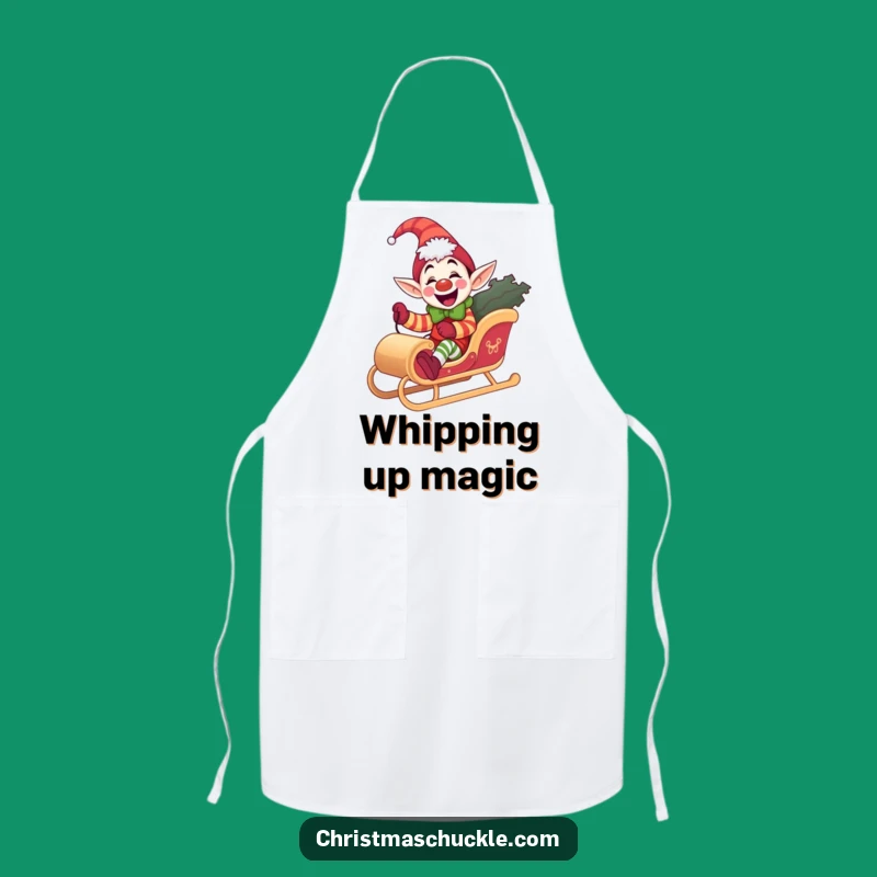 Funny Elf Clown Apron, Joyful Sleigh Chef Wear, Humorous Gift