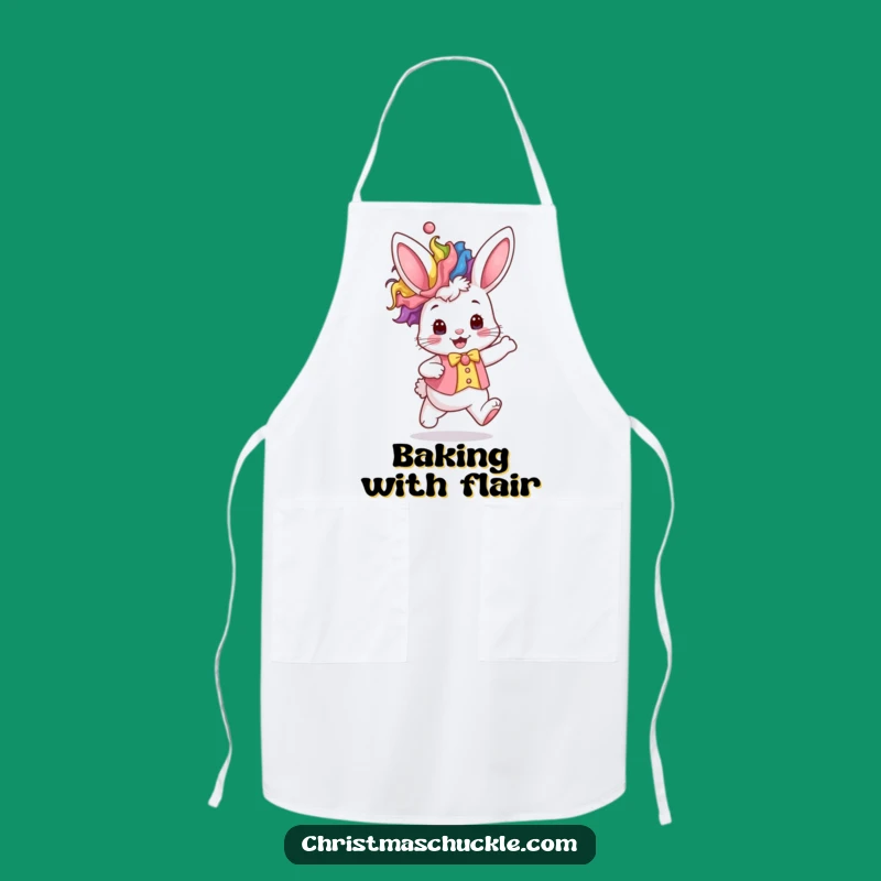 Funny Kawaii Bunny Apron: Rainbow Clown Hop Style for a Playful Kitchen