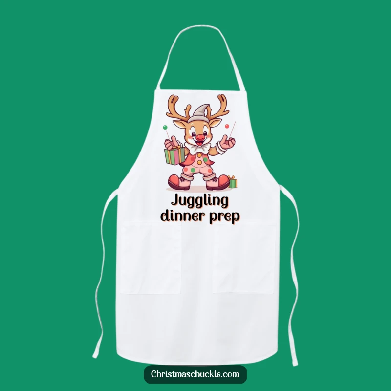 Funny Kawaii Reindeer Clown Apron: Festive & Hilarious Kitchen Accessory