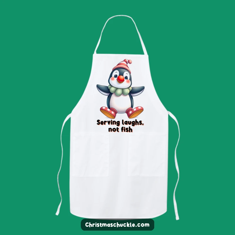 Funny Penguin Clown Apron, Festive Chef Wear, Humorous Kitchen Gift