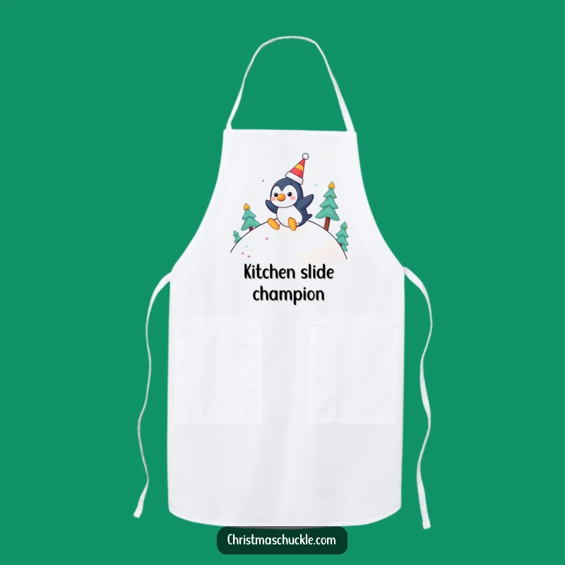 Funny Penguin Clown Apron: Festive Slide - Kitchen Winter Fun Gift