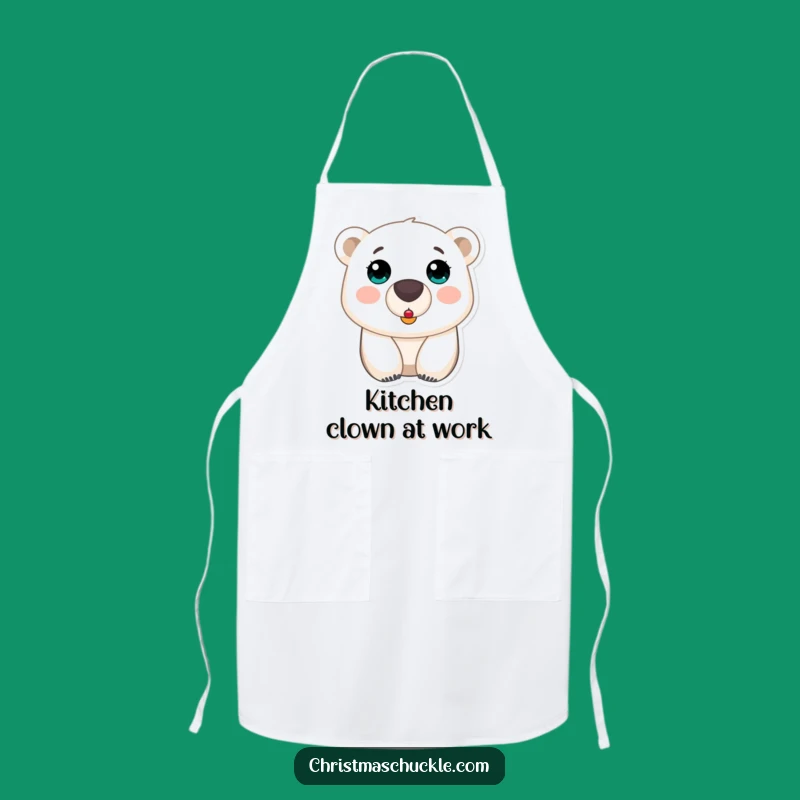 Funny Polar Bear Clown Nose Apron: Cook Up Some Laughs