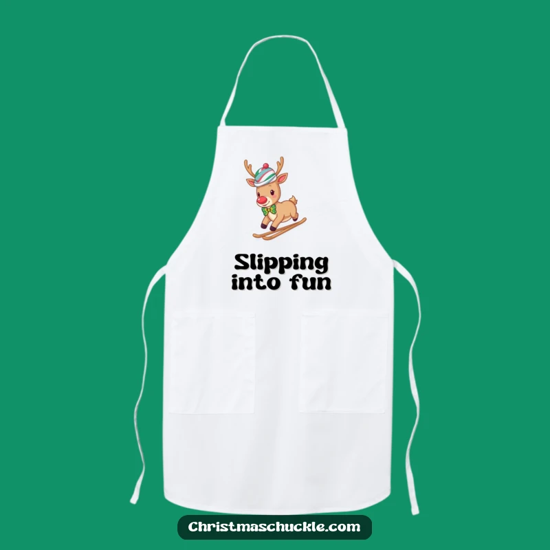 Funny Reindeer Clown Apron: Hilarious Snowy Hill Chef Style for Kitchen Fun