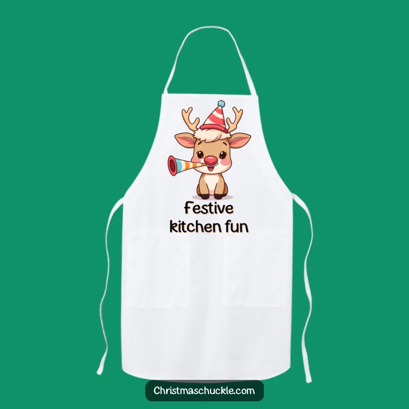 Funny Reindeer Party Apron: Festive Clown Character for Kitchen Humor