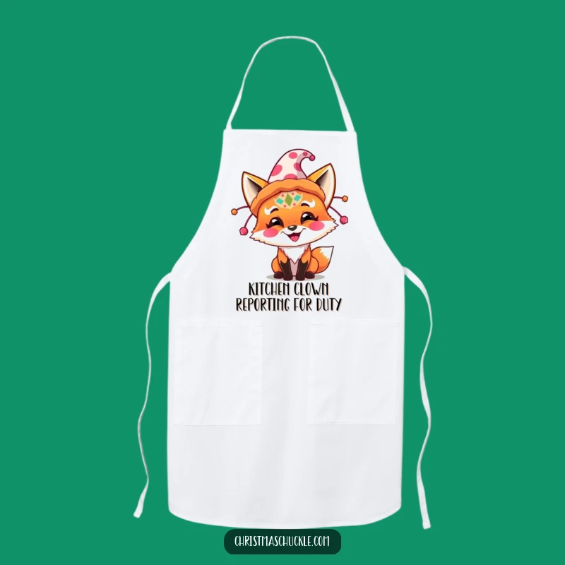 Funny Festive Fox Clown Hat Apron - Hilarious Kitchen Gift for Chefs