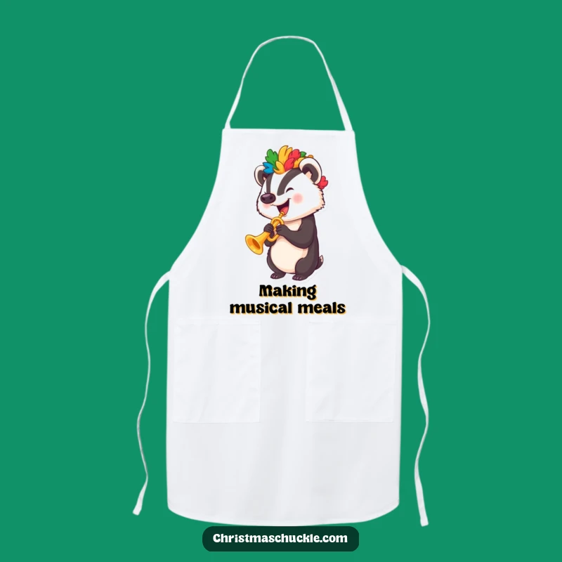 Funny Badger Clown Trumpet Apron - Hilarious Kitchen Gift for Musicians