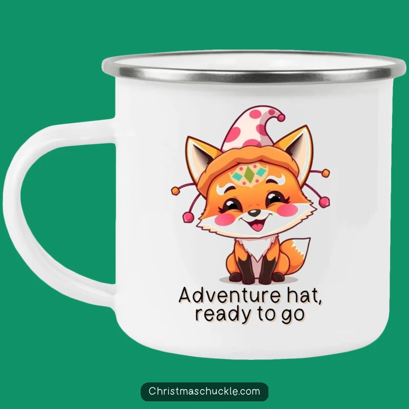 Funny Festive Fox Clown Hat Camping Mug - Durable & Comical Outdoor Drinkware