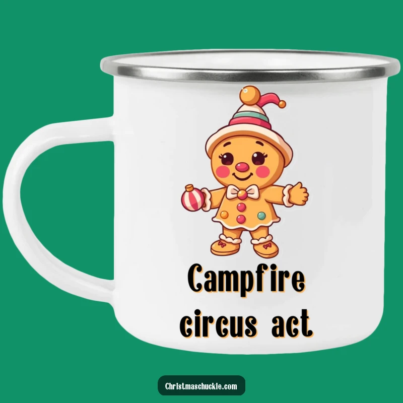 Funny Clown Gingerbread Camping Mug: Adventure Fuel with Holiday Cheer