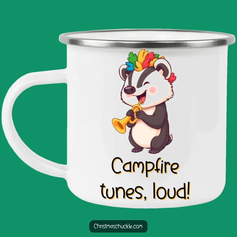 Funny Badger Clown Trumpet Camping Mug - Durable & Comical Outdoor Drinkware