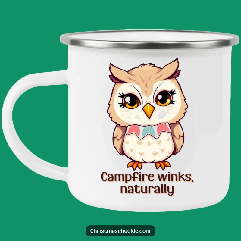 Funny Owl Clown Camping Mug: Playful Wink - Outdoor Wit Gift