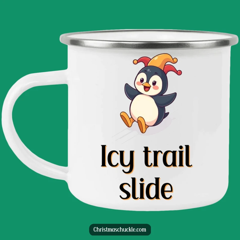 Funny Penguin Clown Camping Mug: Winter Fun Outdoors, Rugged Festive Funny Gift