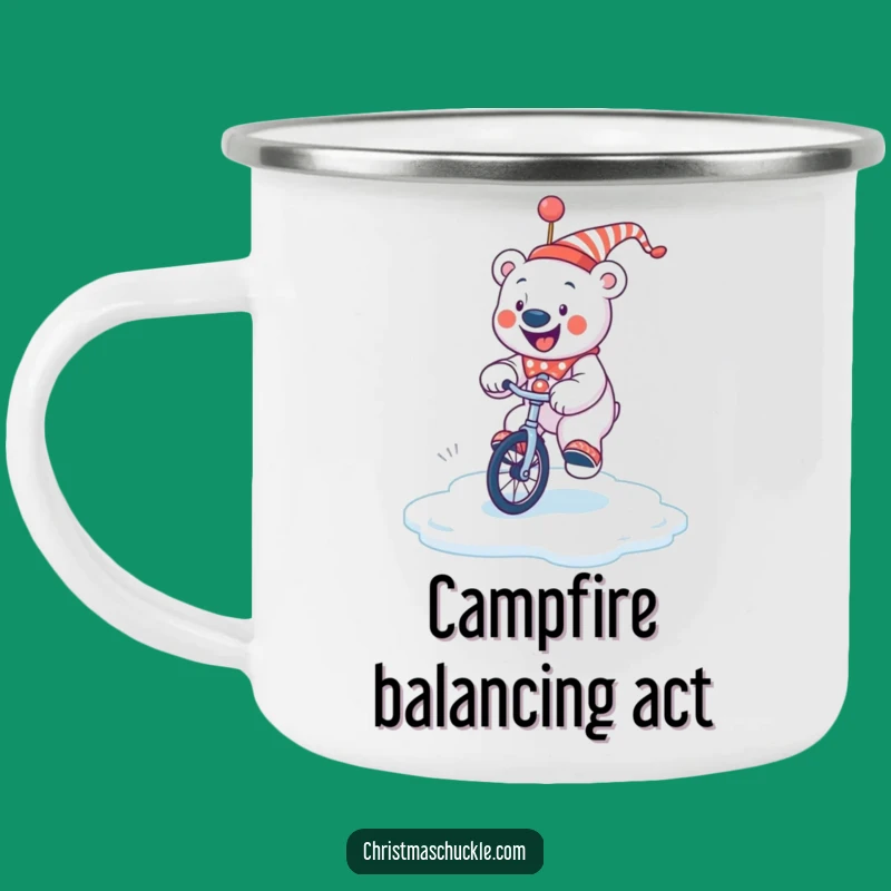Funny Polar Bear Clown Camping Mug: Unicycle Ice Wobble, Hilarious Outdoor Winter Gift