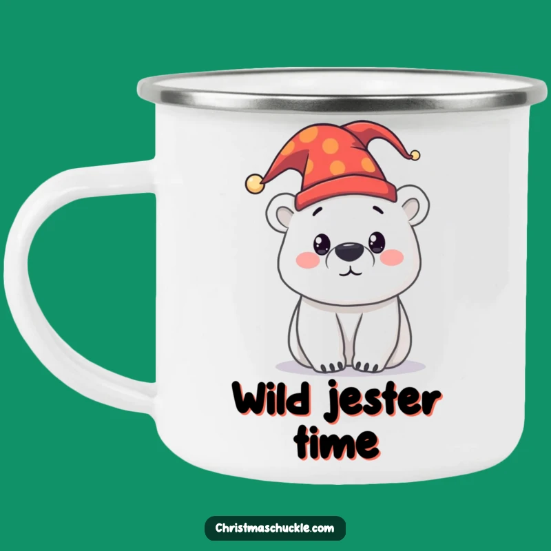 Funny Polar Bear Jester Camping Mug - Adventure with Arctic Flair!