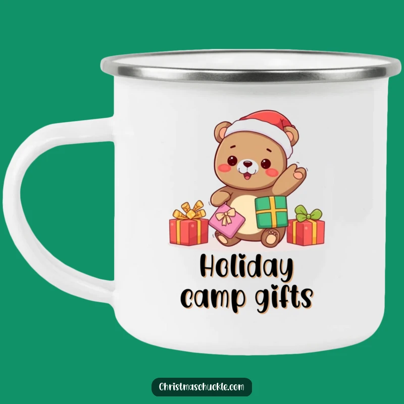 Funny Kawaii Bear Santa Camping Mug: Festive Sips - Perfect Funny Gift!