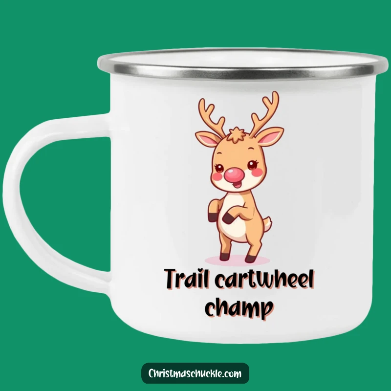 Funny Kawaii Clown Reindeer Camping Mug - Cartwheeling into Adventure!