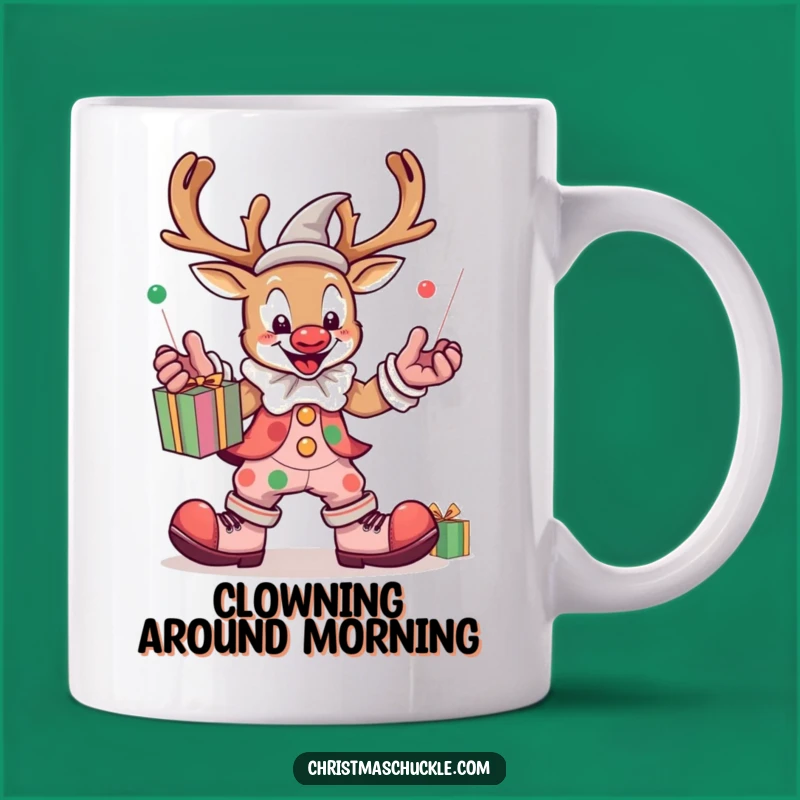 Funny Kawaii Reindeer Clown Mug: Hilarious Holiday Gift for Christmas Lovers
