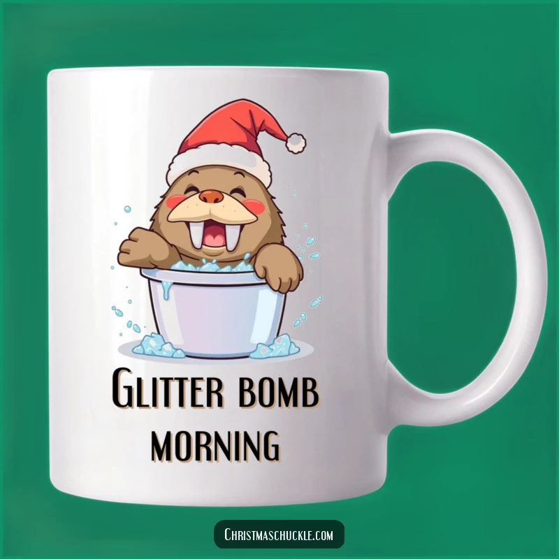 Funny Walrus Clown Mug: Happy Splashing Glitter Fun Gift!