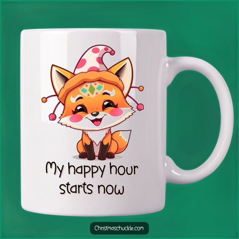 Funny Festive Fox Clown Hat Mug - Hilarious Birthday Gift for Fox Lovers