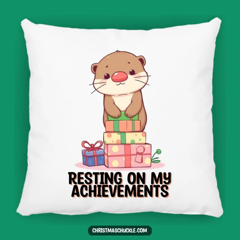 Funny Clown Otter Present Pillow - Cozy Comical Accent Pillow