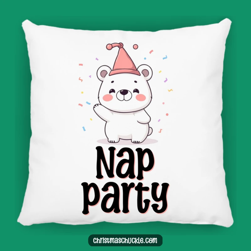 Funny Jester Polar Bear Accent Pillow - Cozy and Hilarious Party Comfort