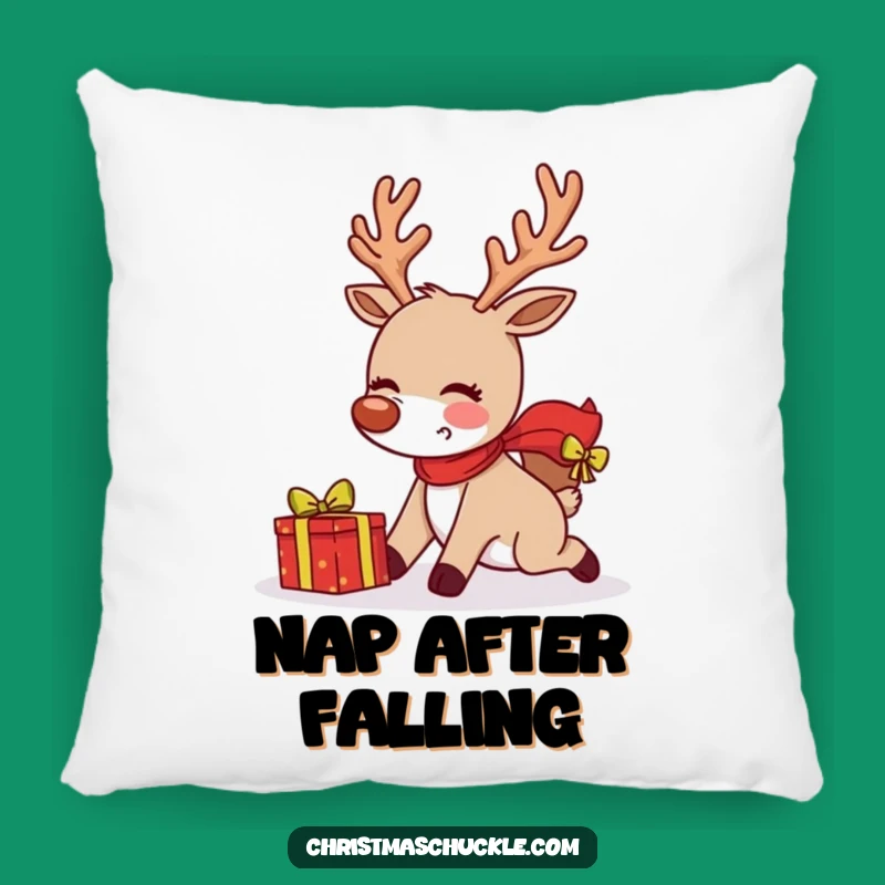 Funny Tripping Reindeer Pillow: Cozy Comfort with a Side of Laughter