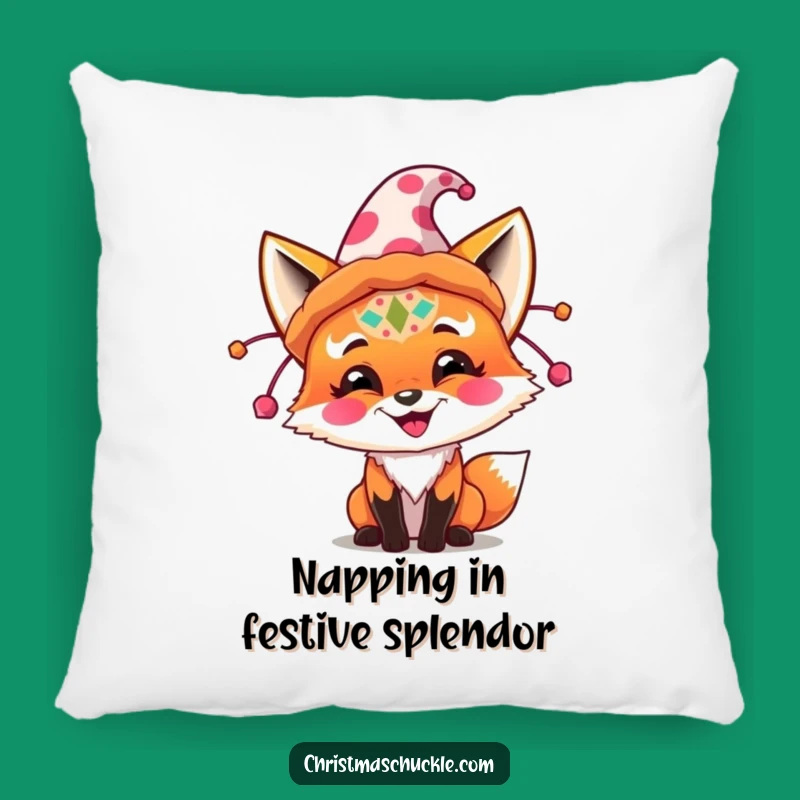 Funny Clown Fox Hat Pillow - Cozy & Comical Accent Pillow Gift