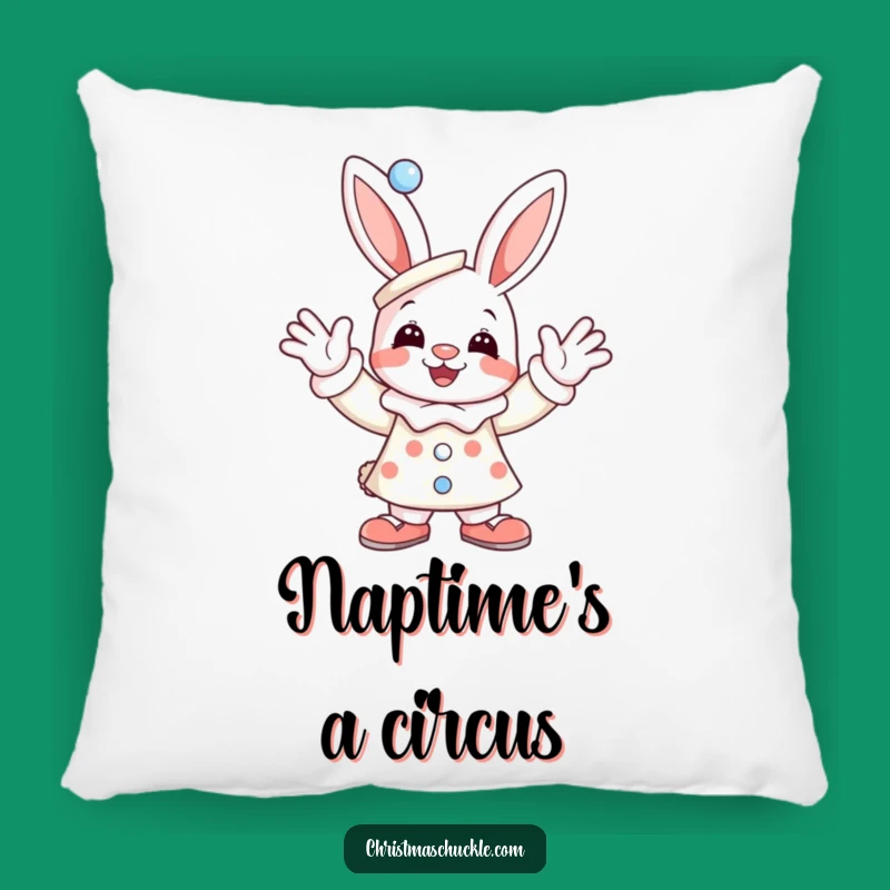Funny Bunny Clown Pillow: Cozy Waving Friend, Soft & Humorous Cushion!