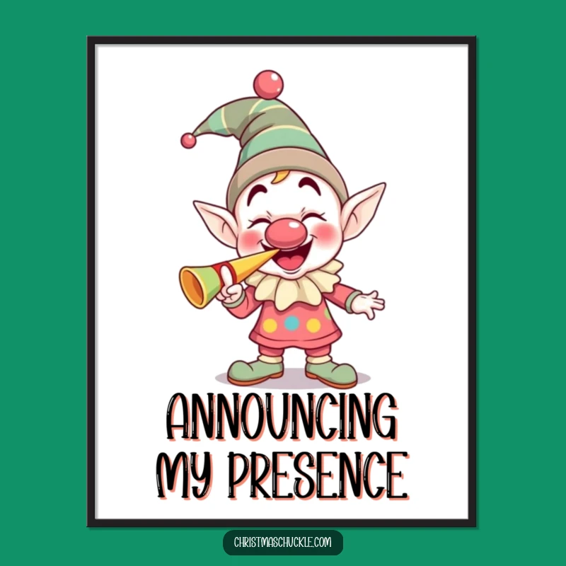 Funny Elf Clown Digital Print: Giggling Horn Art, Hilarious Instant Download Celebration Gift