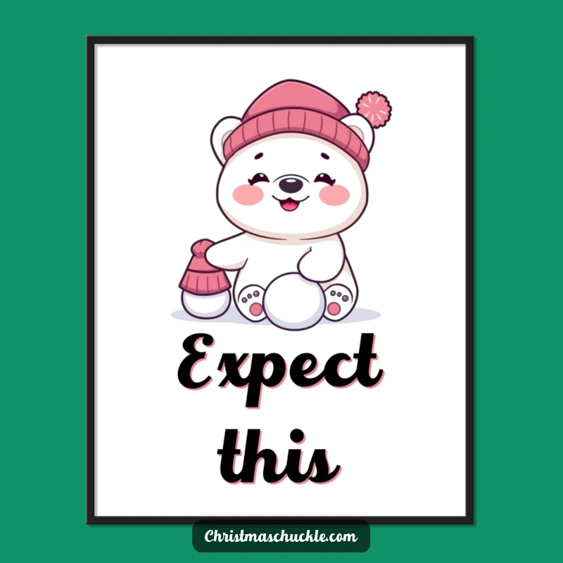 Funny Polar Bear Digital Art - Instant Hilarious Winter Character Download