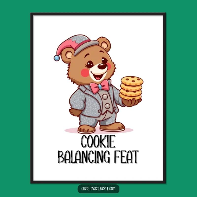 Funny Bear Clown Digital Art: Determined Cookie Printable Gift!