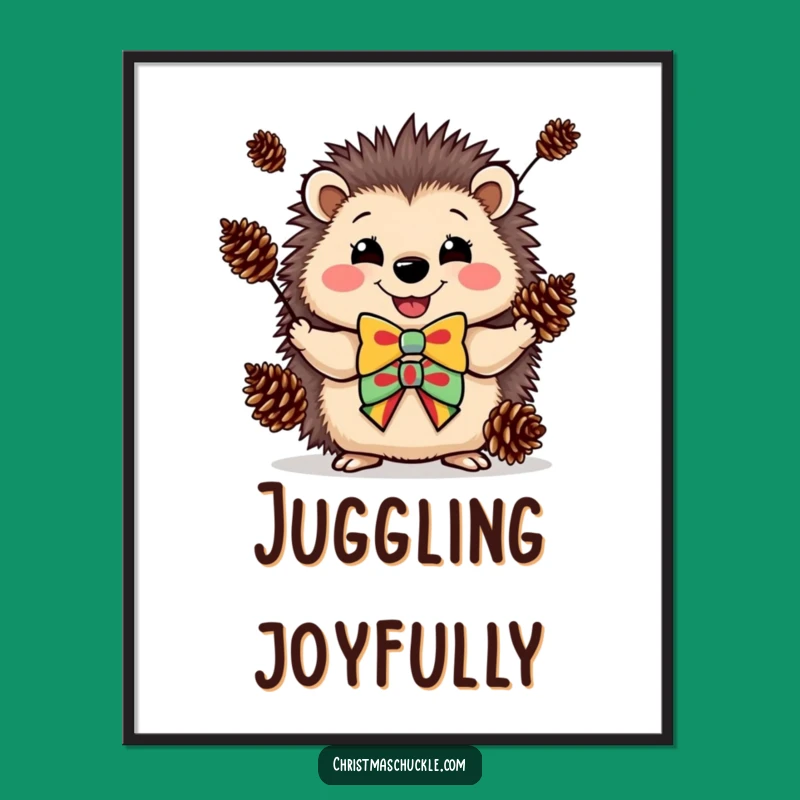 Funny Hedgehog Clown Art Print: Juggling Pinecones - Digital Funny Gift!