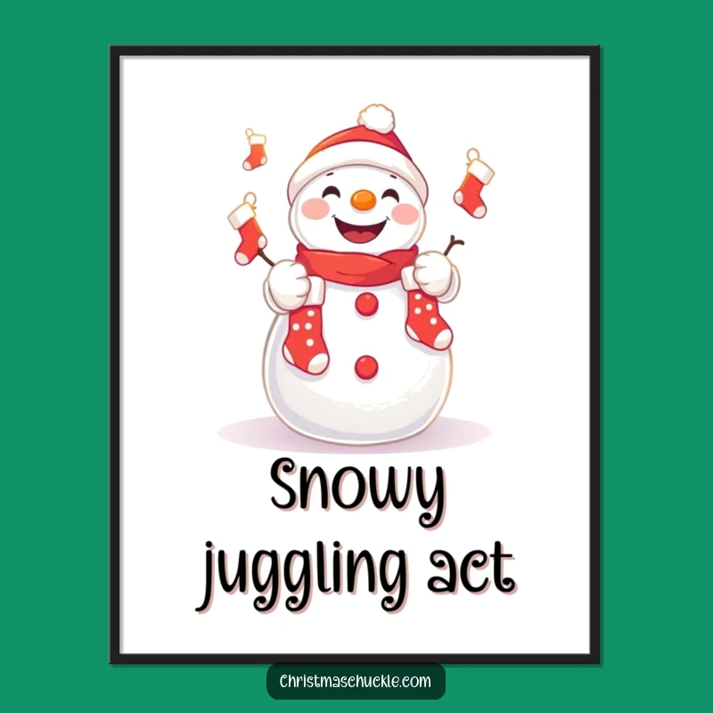 Funny Kawaii Snowman Digital Print - Instant Wall Art for Christmas Cheer