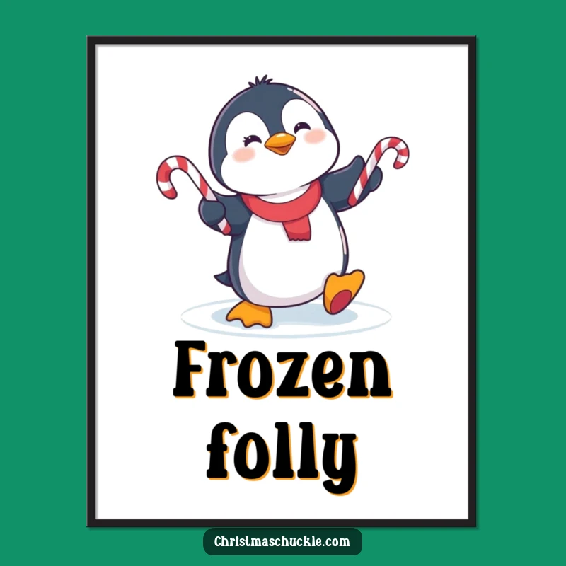 Funny Penguin Juggling Digital Print: Instant Winter Laughter for Your Walls