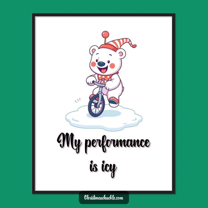 Funny Polar Bear Clown Digital Print: Unicycle Ice Wobble Art, Hilarious Instant Download Gift