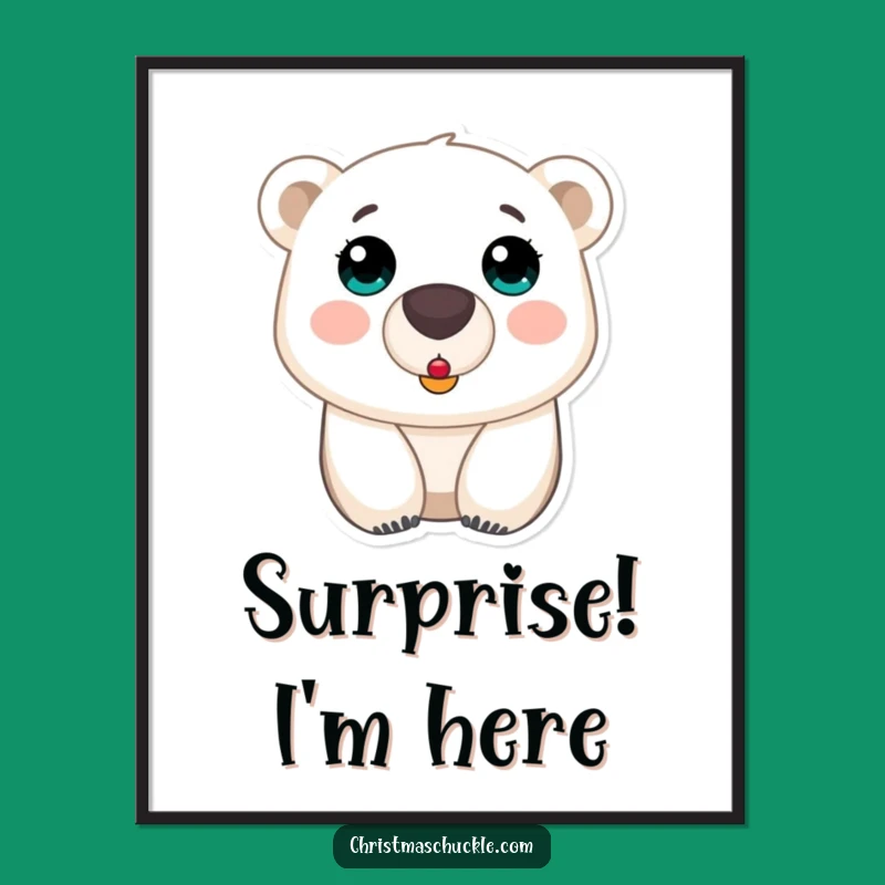 Funny Polar Bear Clown Nose Digital Art: Instant Playful Wall Decor