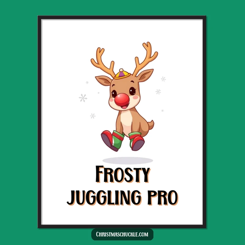Funny Reindeer Clown Digital Print: Instant Holiday Laughs for Your Walls