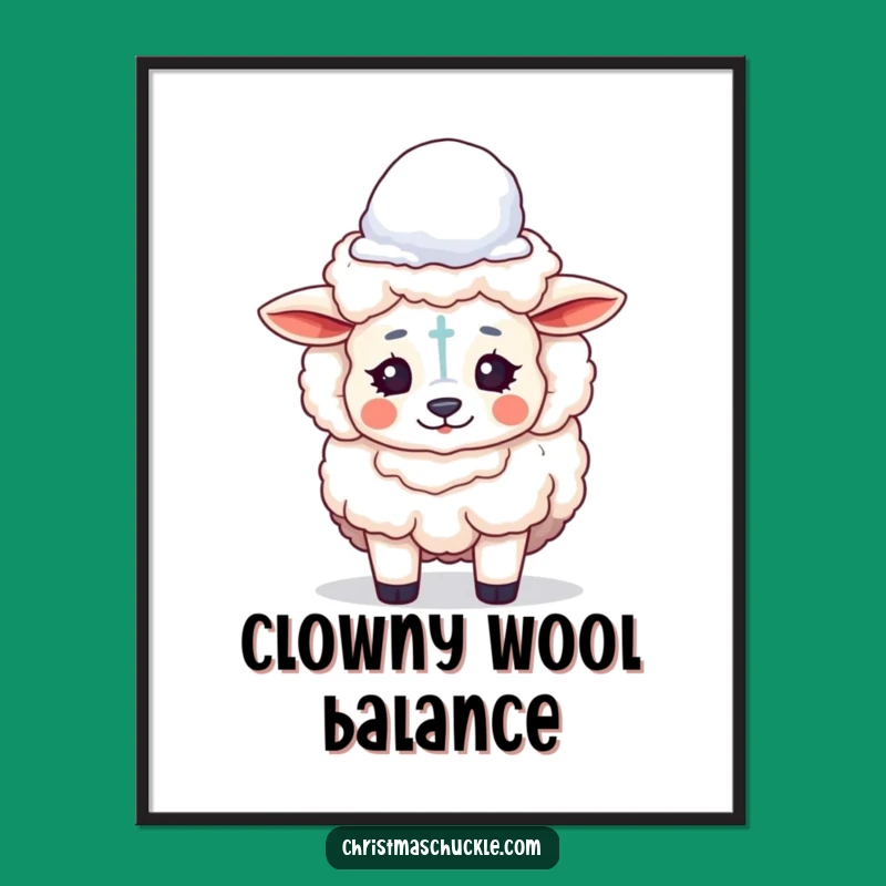 Funny Sheep Clown Digital Print: Instant Winter Whimsy for Your Walls