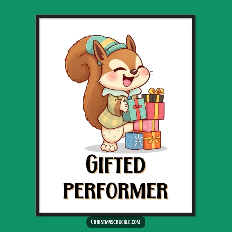 Funny Squirrel Clown Digital Art: Instant Download for Festive Decor, Perfect Whimsical Funny Gift