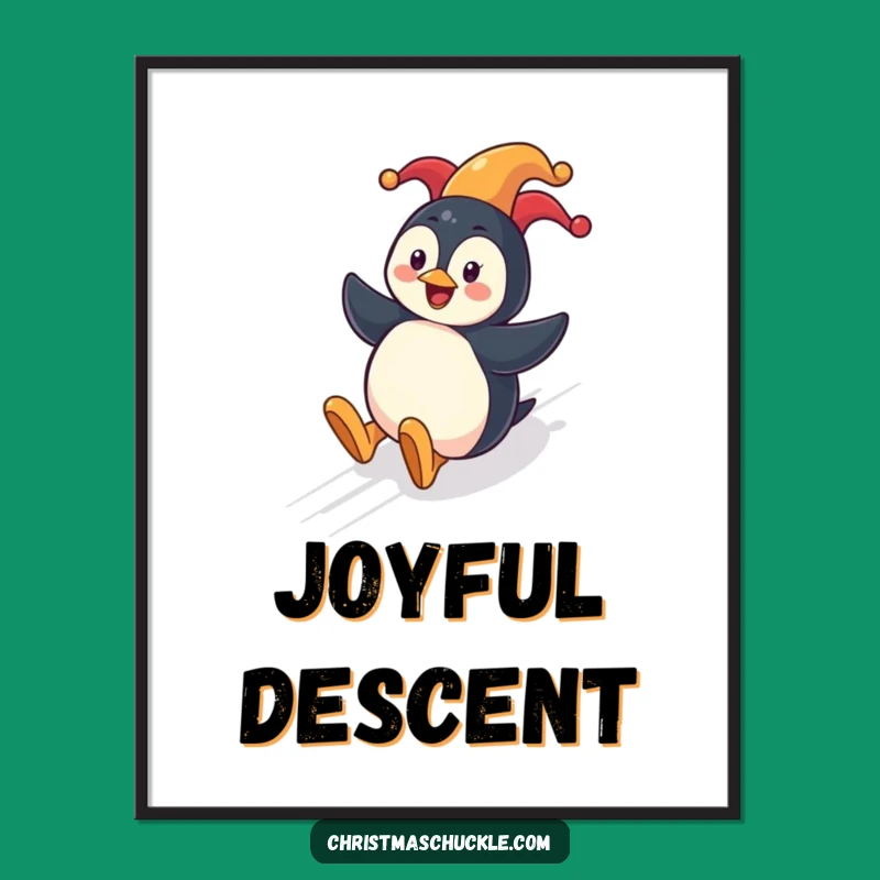 Funny Penguin Clown Digital Art: Instant Download for Winter Decor, Perfect Festive Funny Gift