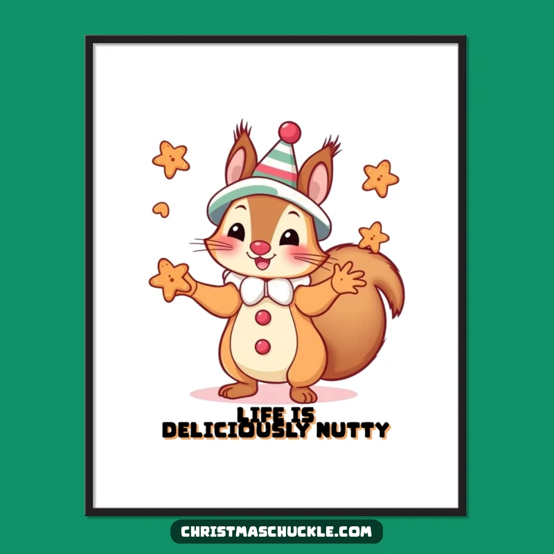 Funny Squirrel Clown Cookie Digital Art - Instant Whimsical Wall Decor