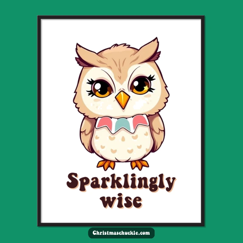 Funny Owl Clown Digital Art: Playful Wink - Wise Wall Decor Gift