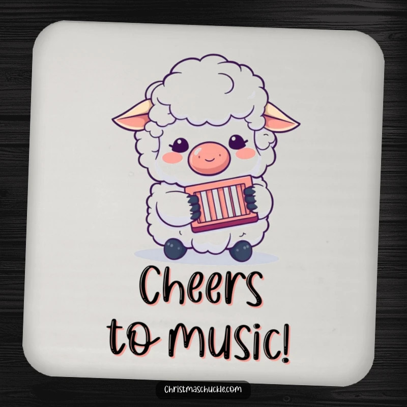 Funny drink coasters featuring a sheep clown playing a concertina, protecting surfaces with a humorous and musical design for your beverages.