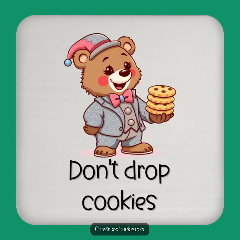 Funny Bear Clown Coaster: Determined Cookie Protector Gift!