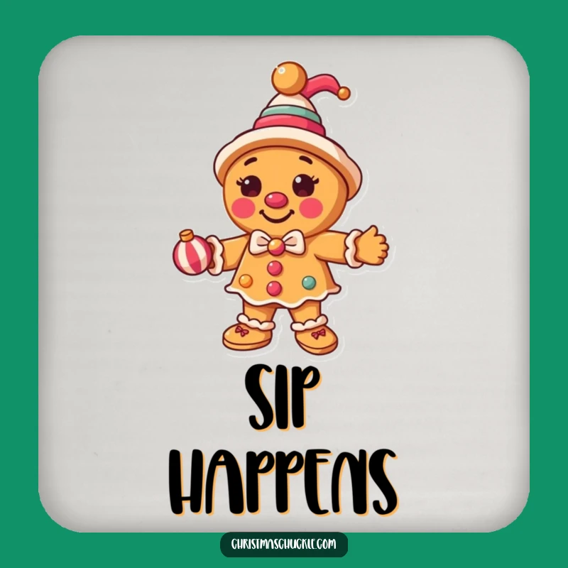 Funny Clown Gingerbread Coaster: Protect Surfaces with Holiday Comedy