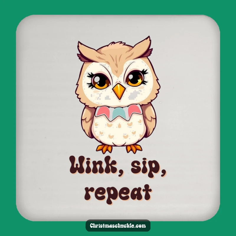 Funny Owl Clown Coaster: Playful Wink - Tabletop Protection Gift