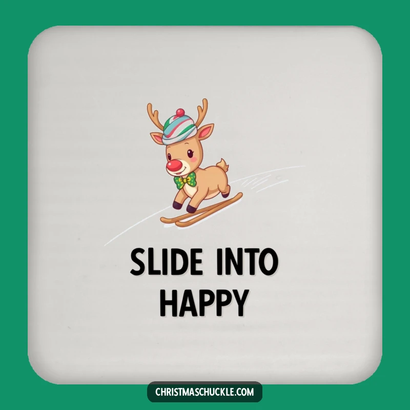 Funny Reindeer Clown Coaster: Hilarious Snowy Hill Protection for Your Surfaces