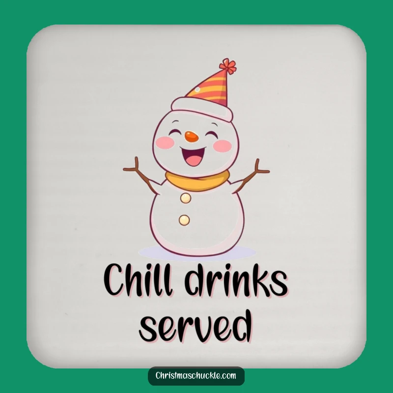 Funny Snowman Party Hat Coaster: Protect Surfaces with Hilarious Festive Charm!
