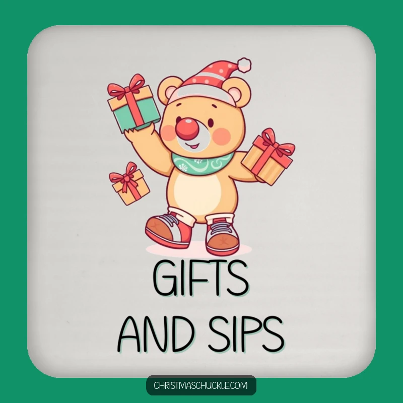 Funny Juggling Bear Coasters: Festive Clown Characters for Humorous Protection