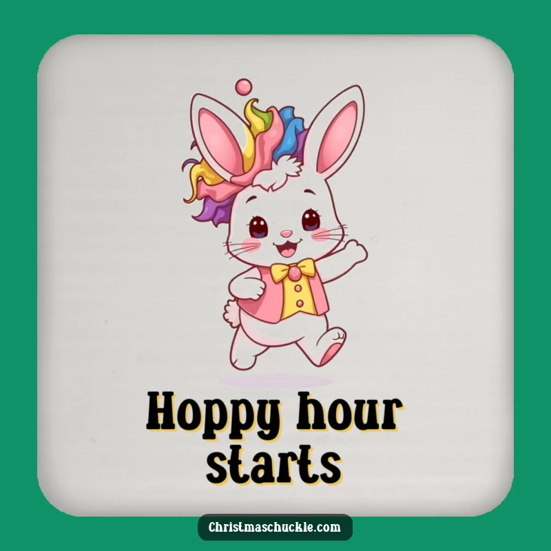 Funny Kawaii Bunny Coaster: Rainbow Clown Hop Protection for Your Surfaces
