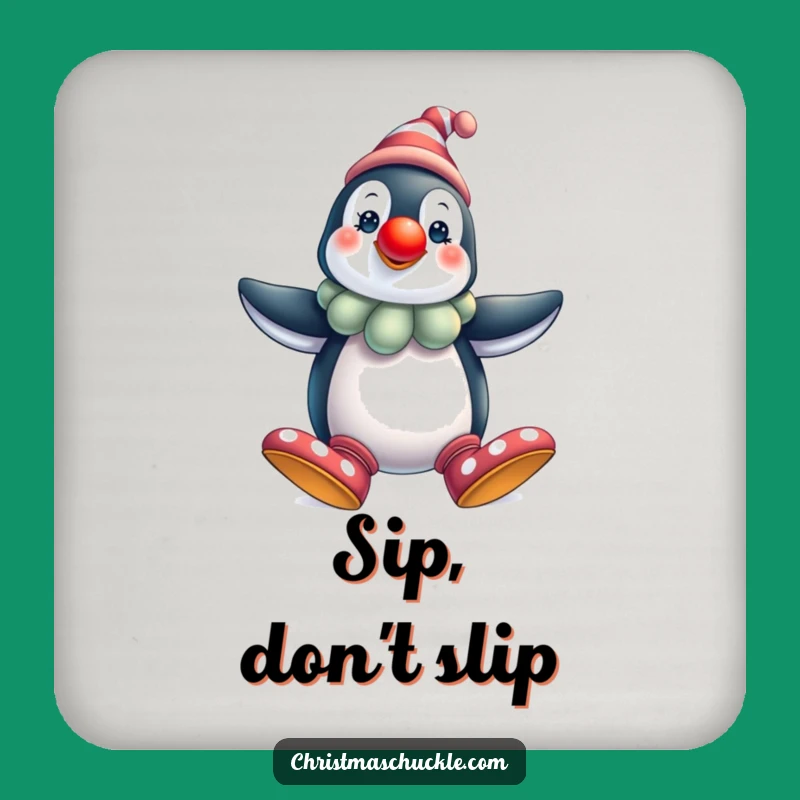 Funny Penguin Clown Coasters, Festive Table Protection, Humorous Gift Set